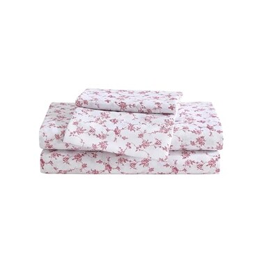 Betsey Johnson Full Bed Sheets Soft Lightweight Bedding Fade Wrinkle Resistant Floral Toile Pink Full