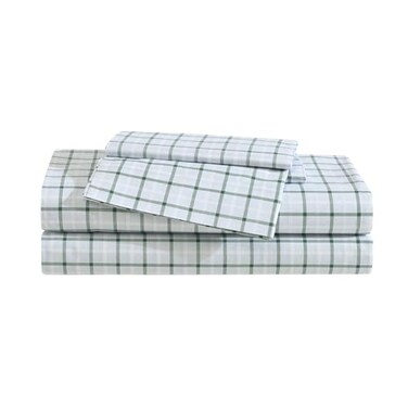 Eddie Bauer Twin Size Sheet Set 100 Cotton Percale Bedding Crisp Breathable Bed Sheets with Pillowcase Fully Elastic Fitted Sheet Deep Pocket Fit Classic Tattersall Plaid