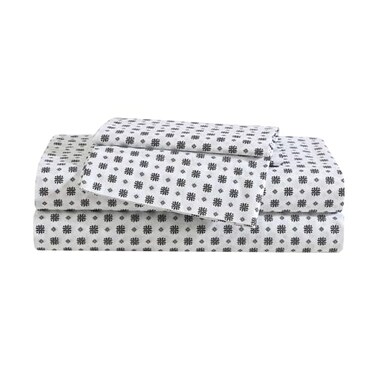 Eddie Bauer Twin Sheet Set Premium Cotton Percale Bedding Set Super Soft Home Decor OekoTex Fairisle Sprinkle Black Twin