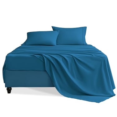 Swiftify Queen Sheet Set 4 Pieces Hotel Luxury Soft Microfiber Queen Bed Sheets Set Up to 16 Deep Pockets OekoTex Sheets with Elastic Breathable Wrinkle Free Peacock BlueQueen
