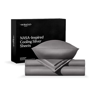 Miracle Made Extra Luxe Soft CooltotheTouch Cotton Bed Sheet Set 4Piece SilverTreated Breathable Lightweight Bedding Full Size Stone