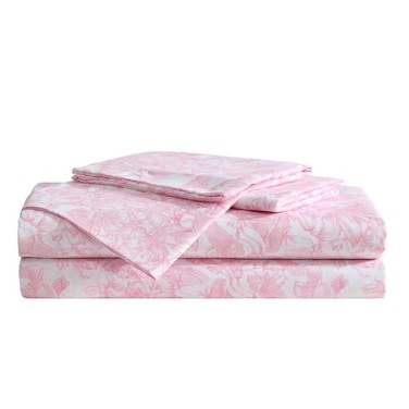 Betsey Johnson Queen Bed Sheets Fade Wrinkle Resistant Bedding Set with Matching Shams Soft Lightweight Fairytale Floral Pink Queen