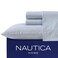 Nautica Twin XL Size Sheet Set Crisp Cotton Percale Bedding with Matching Pillowcase Lightweight Breathable Bed Sheets Deep Pocket College Dorm Room Essentials Penny Pinstripe Blue
