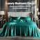 BEDELITE Satin Sheets Queen Size Bed Set Luxury Soft Teal Silky Sheets for Hair and Skin Similar to Silk Bed Sheets Set 4 Pieces 1 Deep Pocket Fitted Sheet 1 Flat Sheet and 2 Pillowcases