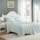 Laura Ashley Queen Size Sheet Set Crisp Lightweight Cotton Percale Bedding with Fitted Sheet and Pillowcases Floral Room Decor Deep Pocket College Dorm Room Essentials Evie Blue