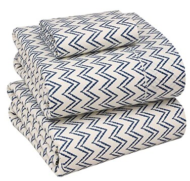 RUVANTI 100 Cotton Percale Sheets Twin Size Crisp Cooling Bed Sheets for Hot Sleepers Deep Pocket 16 Soft Breathable Durable HotelStyle 3 Piece Set Chevron