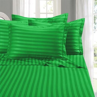 Elegant Comfort Softest and Coziest 6Piece Sheet Set 1500 Premium Hotel Quality Microfiber Deep Pocket Wrinkle Resistant 6Piece Damask Stripe Bed Sheet Set King Emerald Gren