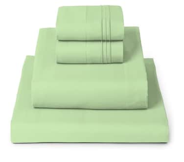 Mellanni Queen Sheets Set 4 PC Iconic Collection Bedding Hotel Luxury Extra Soft Cooling Bed Sheets Wrinkle Fade Stain Resistant Queen Pistachio
