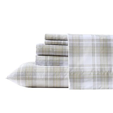 Wrangler King Size Sheet Set UltraSoft WrinkleResistant Bedding for Year Round Comfort Deep Pockets Bed Sheets with Matching Fitted Sheet Pillowcases Dayton Valley Plaid Beige