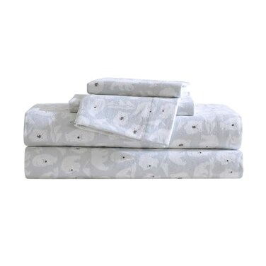 Eddie Bauer Flannel Sheets Twin Size AntiPilling Wrinkle Resistant Cotton Touchably Soft for AllSeason Comfort Bed Sheets with Matching Pillowcase Fitted Sheet Explorer Bears Grey