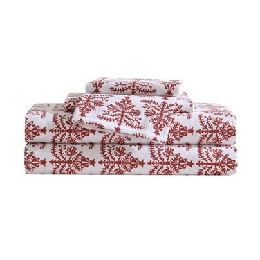 Eddie Bauer Flannel Sheets Twin Size AntiPilling Wrinkle Resistant Cotton Touchably Soft for AllSeason Comfort Bed Sheets with Matching Pillowcase Fitted Sheet Jolly Trees Red