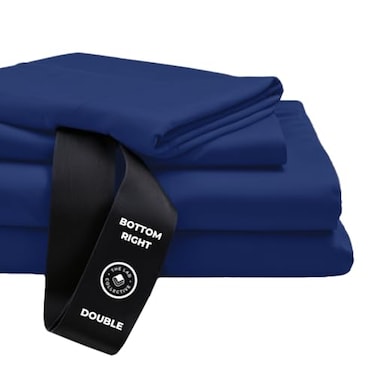 THE LAD COLLECTIVE 30 Queen Bedding Set Queen Bedding Sets 4Piece Bedset wFitted Sheet Top Sheet 2 Standard Pillowcases Duvet Not Included BambooCotton Atlantic Navy Blue