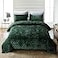 Fredsure Distressed Velvet Quilt Set 3 Pieces Blackish Green Queen Distressed Velvet Face and Brushed Microfiber Reverse with Diamond Quilting