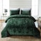 Fredsure Distressed Velvet Quilt Set 3 Pieces Blackish Green Queen Distressed Velvet Face and Brushed Microfiber Reverse with Diamond Quilting