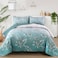 Anibedding Aninbedding Floral King Quilt Set3 Piece Gradient Aqua Green Flower Pattern Bedspread Coverlet Set for All SeasonSoft Lightweight Microfiber Bedding Set104x90