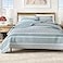 Great Bay Home Striped Quilt Set 3Piece KingCalifornia King Size Paisley Bedding Set Lightweight AllSeason Reversible Bedspread Blue