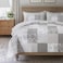 SLPR Silver Linings Cotton Quilt Set King Size with 2 Shams Neutral Pieced Patchwork Design Country Silver Gray Quilted Comforter Lightweight Summer Farmhouse Bedspread