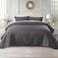 KASENTEX Twin Quilt Set 68x86 Soft Washed 3Layer Lightweight Bedspread Minimalist Nordic Design AllSeason Spring Summer Quilt Set 1 Quilt 2 Pillow ShamsTornado Dark Grey