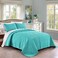 Pure Bedding Quilt Set KingCal KingCalifornia King Size Aqua Oversized Bedspread Soft Microfiber Lightweight Coverlet for All Season 3 Piece Includes 1 Quilt and 2 Shams Geometric Pattern