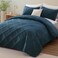 Exclusivo Mezcla King Quilt Set Navy Blue Quilts Bedding Set with 2 Pillow Shams Modern King Bedspread with Striped Pattern Soft Lightweight Bedspreads Coverlets for All Seasons