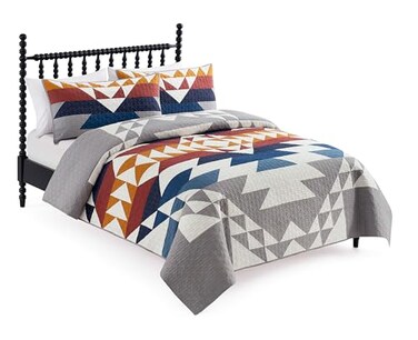 Pendleton Explorer King Quilt Bedding Set with 2 Shams Premium Cotton Bedding Lightweight Quilted Bedspreads Coverlet for Bed Aztec Western Quilt Machine Washable King Blue Grey Multi