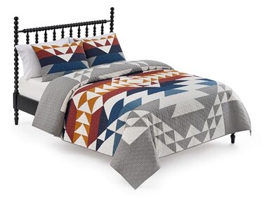 Pendleton Explorer Queen Quilt Bedding Set with 2 Shams Luxury Cotton Bedding Lightweight Quilted Bedspreads Coverlet for Bed Aztec Western Quilt Machine Washable FullQueen Blue Grey Multi