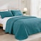 Exclusivo Mezcla Queen Quilt Bedding Set Lightweight Teal Quilts Queen Full Size for All Seasons Soft Microfiber Bedspreads Coverlets Bed Cover with Leaf Pattern 3 Piece