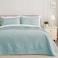 Exclusivo Mezcla Queen Quilt Bedding Set Lightweight Aqua Blue Quilts Queen Full Size for All Seasons Soft Microfiber Bedspreads Coverlets Bed Cover with Leaf Pattern 3 Piece