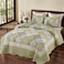 VIVILINEN King Size Patchwork Quilt Set Green Floral Reversible Quilted Bedspread Coverlet Set 3Piece Comforter Lightweight Stitched Quilt Bedding Set Bed Cover Blanket with 2 Pillow Shams for All Sea
