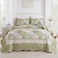 VIVILINEN King Size Patchwork Quilt Set Green Floral Reversible Quilted Bedspread Coverlet Set 3Piece Comforter Lightweight Stitched Quilt Bedding Set Bed Cover Blanket with 2 Pillow Shams for All Sea