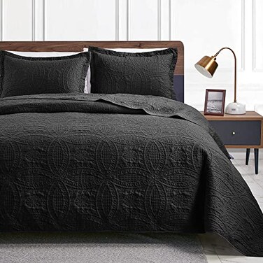 Love's cabin Loves cabin Twin Quilt Set Black Bedspreads Soft Bed Fall Lightweight Bedspread Comforter Modern Style Coin Pattern Coverlet for All Season 2 Pieces 1 Quilt 1 Pillow Sham