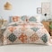 Whale Flotilla Patchwork Quilts Queen Size Extra Soft Boho Floral Bedspreads for Bed Reversible Lightweight Full Queen Quilt Bedding Set Printed Coverlets with 2 Pillow Shams for All Seasons Orange