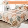 Whale Flotilla Patchwork Quilts Queen Size Extra Soft Boho Floral Bedspreads for Bed Reversible Lightweight Full Queen Quilt Bedding Set Printed Coverlets with 2 Pillow Shams for All Seasons Orange