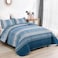 WONGS BEDDING Blue Quilt Set Queen Size Bohemian Stripe 3 Pieces Quilts Bedspread Set Boho Lightweight Microfiber All Season Bedding Coverlet Set for Queen Bed 96x90