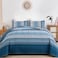 WONGS BEDDING Blue Quilt Set Queen Size Bohemian Stripe 3 Pieces Quilts Bedspread Set Boho Lightweight Microfiber All Season Bedding Coverlet Set for Queen Bed 96x90