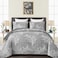 DJY Grey Quilt Set King Size Branch Botanical Pattern Bedspread Coverlet Set 3 Pieces Gray Floral Quilt Bedding Set Soft Lightweight Microfiber Reversible Bed Cover for All Season 110x90