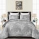 DJY Grey Quilt Set King Size Branch Botanical Pattern Bedspread Coverlet Set 3 Pieces Gray Floral Quilt Bedding Set Soft Lightweight Microfiber Reversible Bed Cover for All Season 110x90