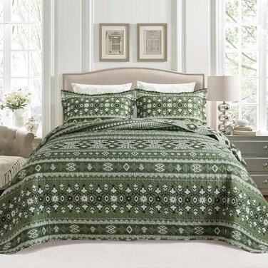 BEDIFANY Quilts King Size Reversible Lightweight Bedspread with Boho Geometry Printed Boho Bed Spread Coverlet Sets for Bed Decoration AllSeason King Quilt Bedding Set 98 106 in 3 Pieces