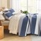 Litanika Quilt Queen Size Mineral Blue Stripe Patchwork Summer Bedspread Coverlet 3 Pieces Soft Lightweight Polyester Quilted Bedding Set for All Season1 Quilt 2 Pillowcases