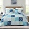 Whale Flotilla Patchwork Quilt Twin Size Extra Soft Boho Floral Bedspreads for Bed Reversible Lightweight Twin Quilt Bedding Set Printed Coverlets with 1 Pillow Sham for All Seasons Blue