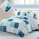 Whale Flotilla Patchwork Quilt Twin Size Extra Soft Boho Floral Bedspreads for Bed Reversible Lightweight Twin Quilt Bedding Set Printed Coverlets with 1 Pillow Sham for All Seasons Blue