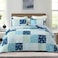 Whale Flotilla Patchwork Quilt Twin Size Extra Soft Boho Floral Bedspreads for Bed Reversible Lightweight Twin Quilt Bedding Set Printed Coverlets with 1 Pillow Sham for All Seasons Blue