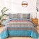 WONGS BEDDING Boho King Quilt Set Pink and Blue Bohemian Quilt Bedding Set Lightweight Bed Decor Bedspread for All Season Reversible Microfiber Coverlet Bedding Set 103x903 Pieces