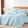 OARAGE King Quilt Bedding Set Lightweight Soft Aqua Blue Bedspread Coverlet with Leaf PatternUltrasonic Microfiber Bed Cover Set for All Season 3 Pieces 1 Quilt 2 Shams