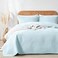 OARAGE King Quilt Bedding Set Lightweight Soft Aqua Blue Bedspread Coverlet with Leaf PatternUltrasonic Microfiber Bed Cover Set for All Season 3 Pieces 1 Quilt 2 Shams