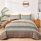 WONGS BEDDING Boho Fall Quilt Set King Brown Bohemian Quilt Bedding Set Ultra Soft Lightweight Bed Decor Bedspread for All Season Reversible Microfiber Coverlet Bedding Set 103x903 Pieces