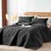 OARAGE Queen Quilt Bedding Set Soft Lightweight Black Bedspread with Leaf PatternUltrasonic Microfiber Bed Coverlet Full Size for All Season 1 Quilt 2 Shams