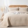 OARAGE King Quilt Bedding Set Lightweight Soft Beige Bedspread Coverlet with Leaf PatternUltrasonic Microfiber Bed Cover Set for All Season 3 Pieces 1 Quilt 2 Shams