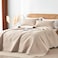 OARAGE King Quilt Bedding Set Lightweight Soft Beige Bedspread Coverlet with Leaf PatternUltrasonic Microfiber Bed Cover Set for All Season 3 Pieces 1 Quilt 2 Shams