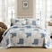 Mybedsoul Light Blue Quilt Set King Size 3 Pieces Boho Plaid Floral Bedspread Set Microfiber Lightweight Bohemian Bedding Bedspread Coverlet Set for All Season 90x104